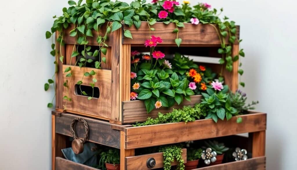 upcycled wooden crate tiered garden display upcycled wooden crate tiered garden display