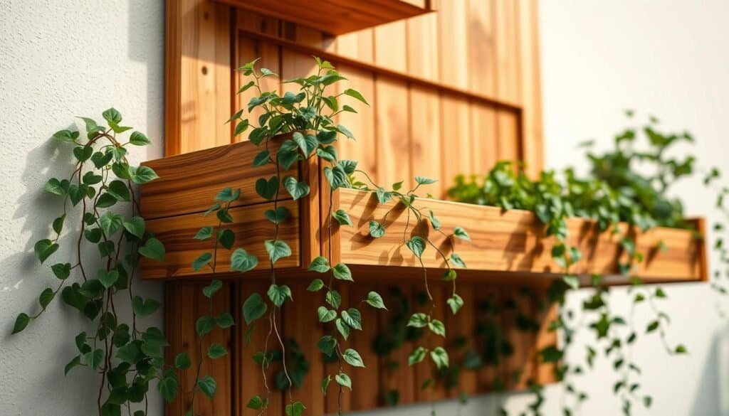 vertical wall-mounted wooden tiered planter box vertical wall-mounted wooden tiered planter box