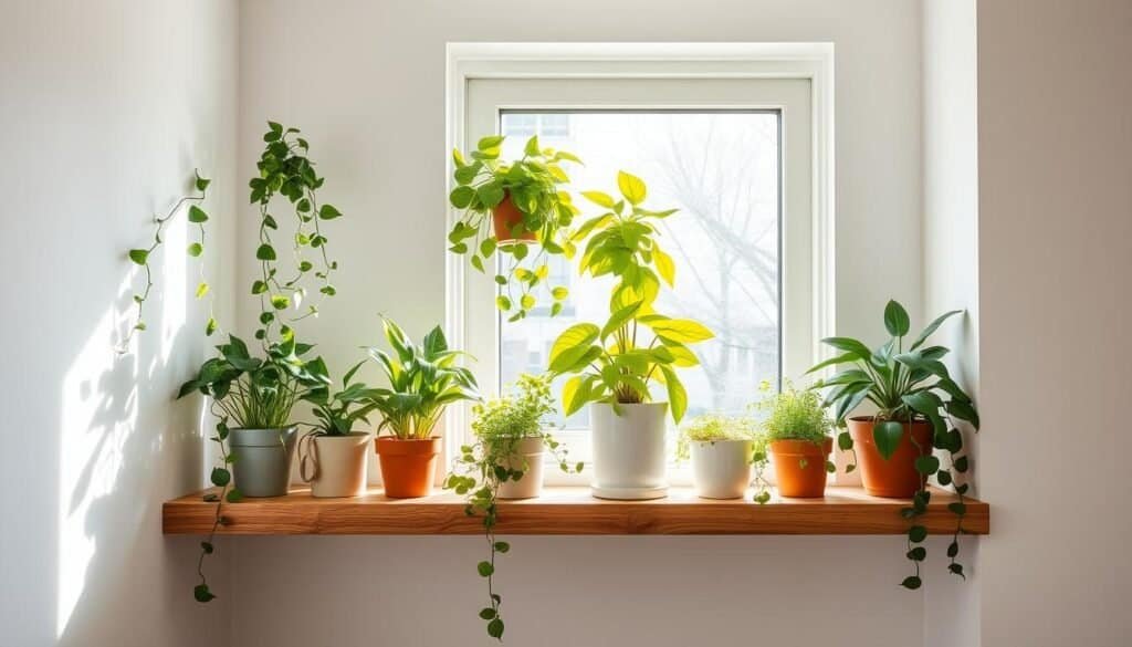 window-adjacent plant shelving window-adjacent plant shelving