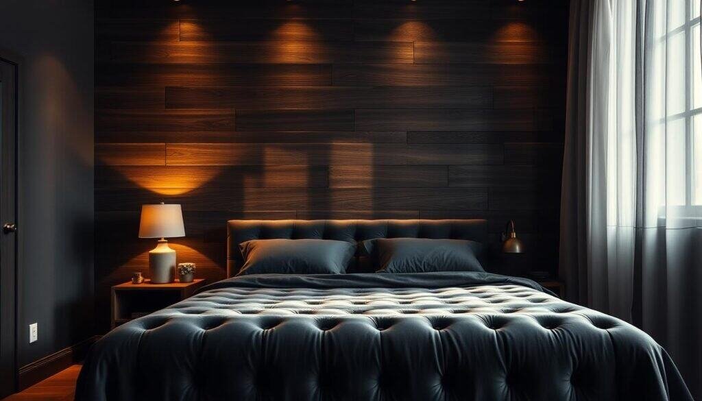 wood accents dark bedroom wood accents dark bedroom