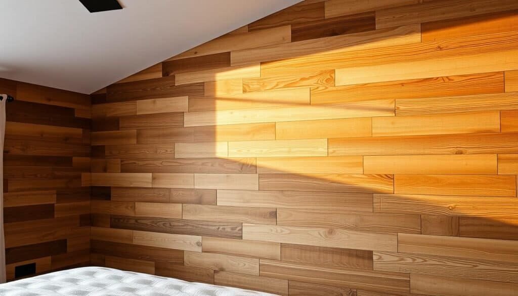 wooden accent wall
