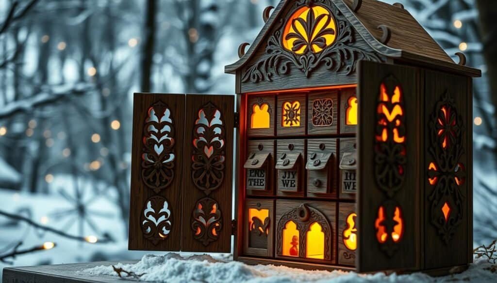 wooden advent calendar with hidden compartments wooden advent calendar with hidden compartments