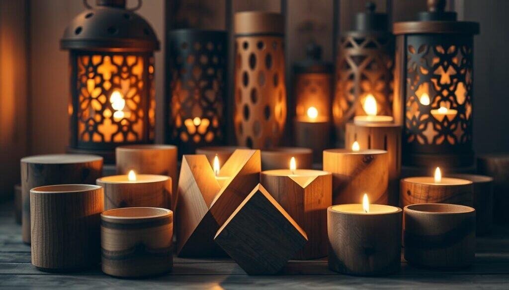 wooden candle holders