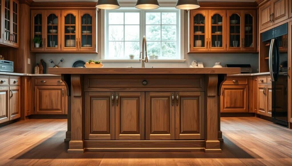 wooden kitchen island with storage