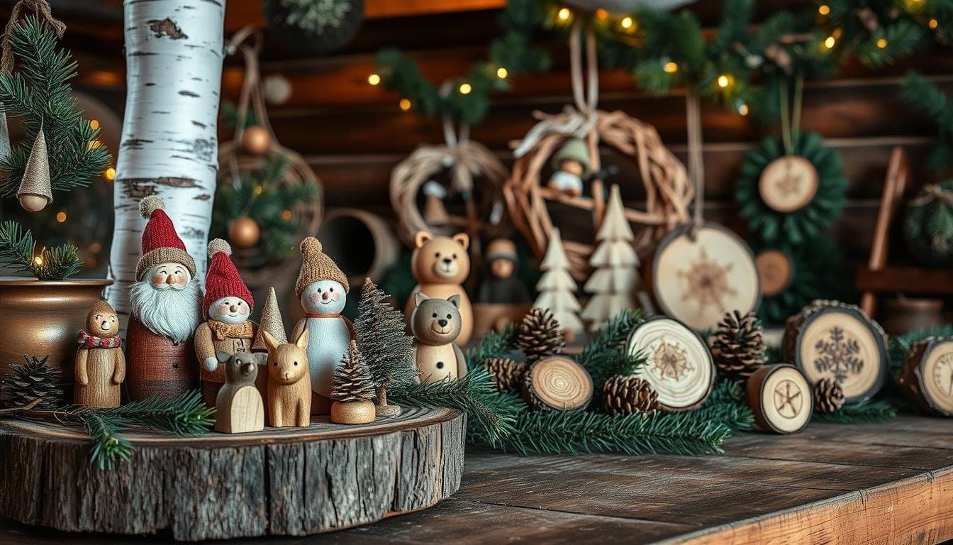 Rustic Holiday Crafts Made from Natural Wood Pieces