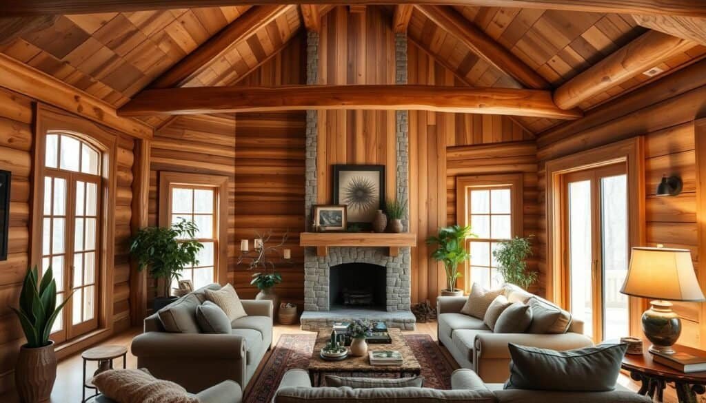 The Art of Living Room Wood Walls With Natural Texture