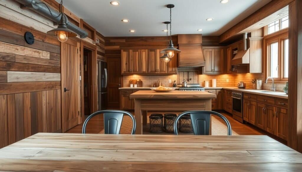 blending rustic wood with metal accents