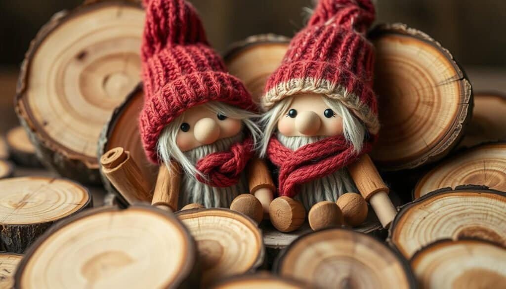 cinnamon stick and wood slice gnomes