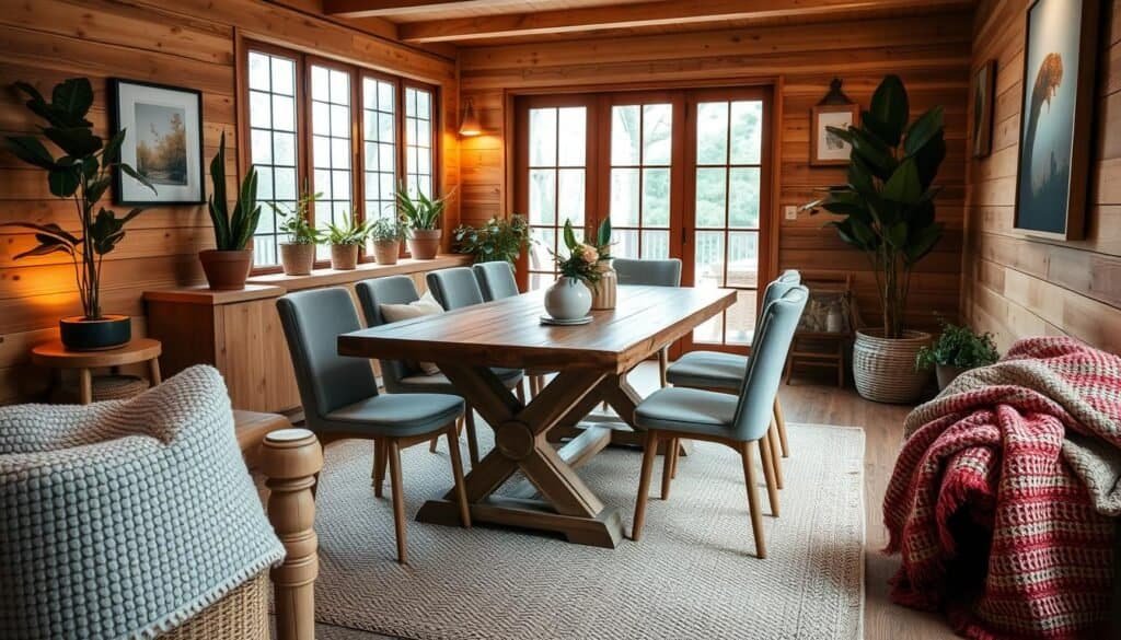 cozy dining space with natural wood accents cozy dining space with natural wood accents