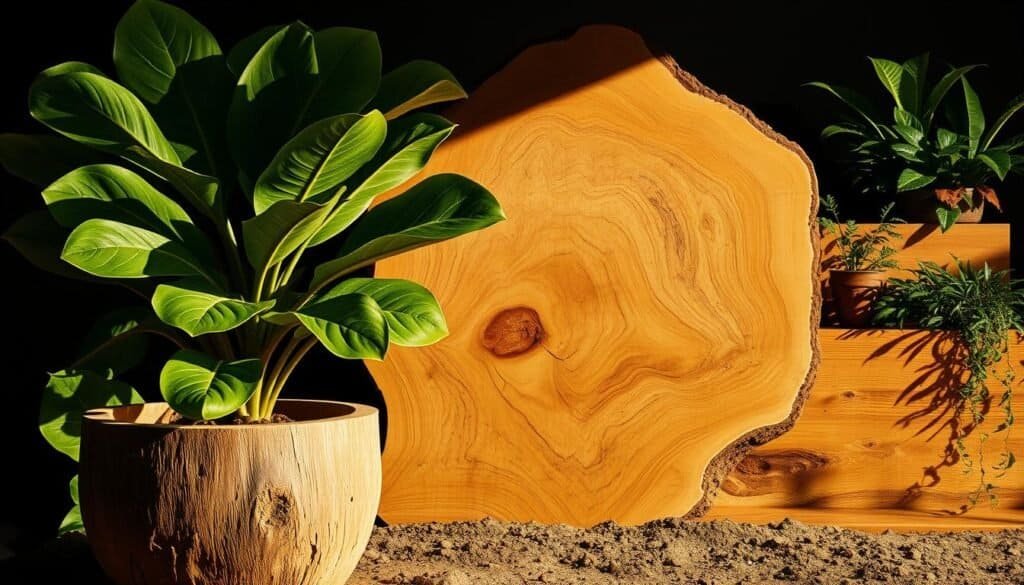 dramatic plants and statement wood pieces