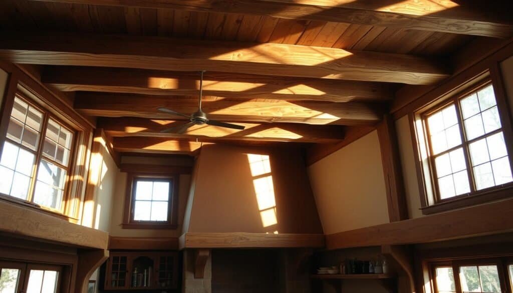 exposed wooden beams