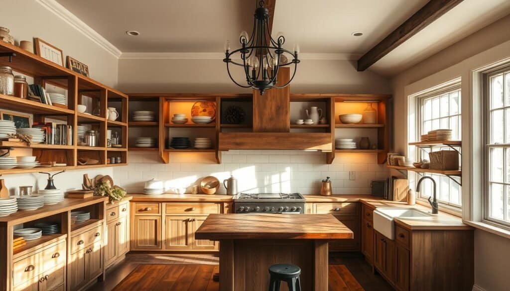 farmhouse kitchen shelving
