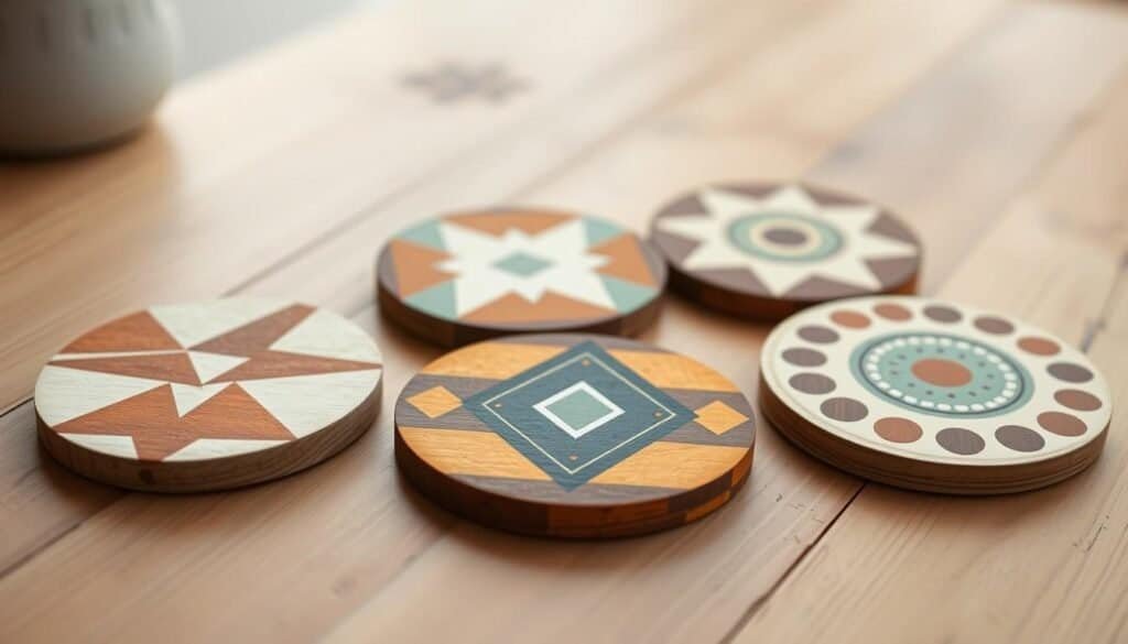 hand-painted wooden coasters hand-painted wooden coasters