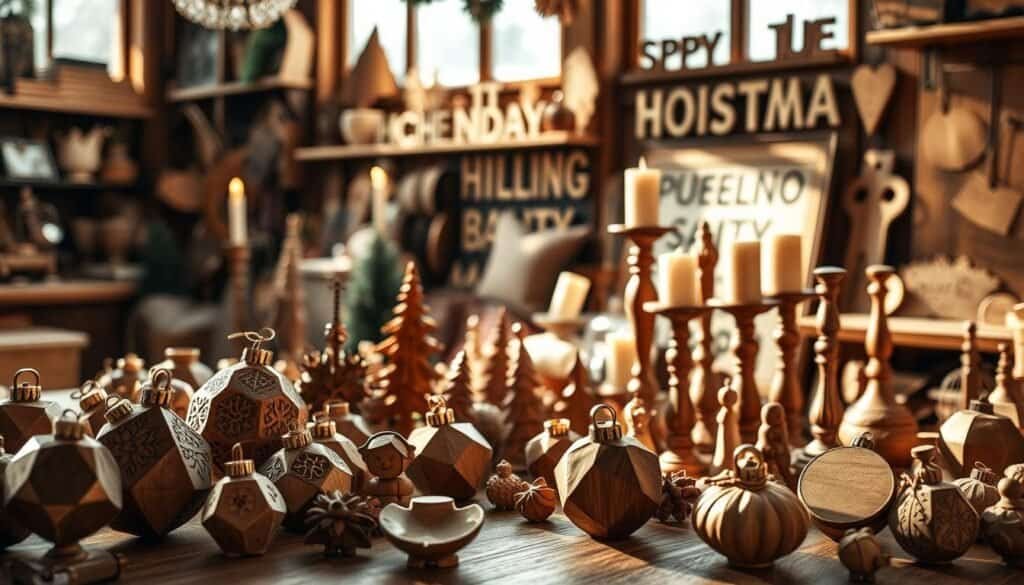handcrafted wooden holiday decor