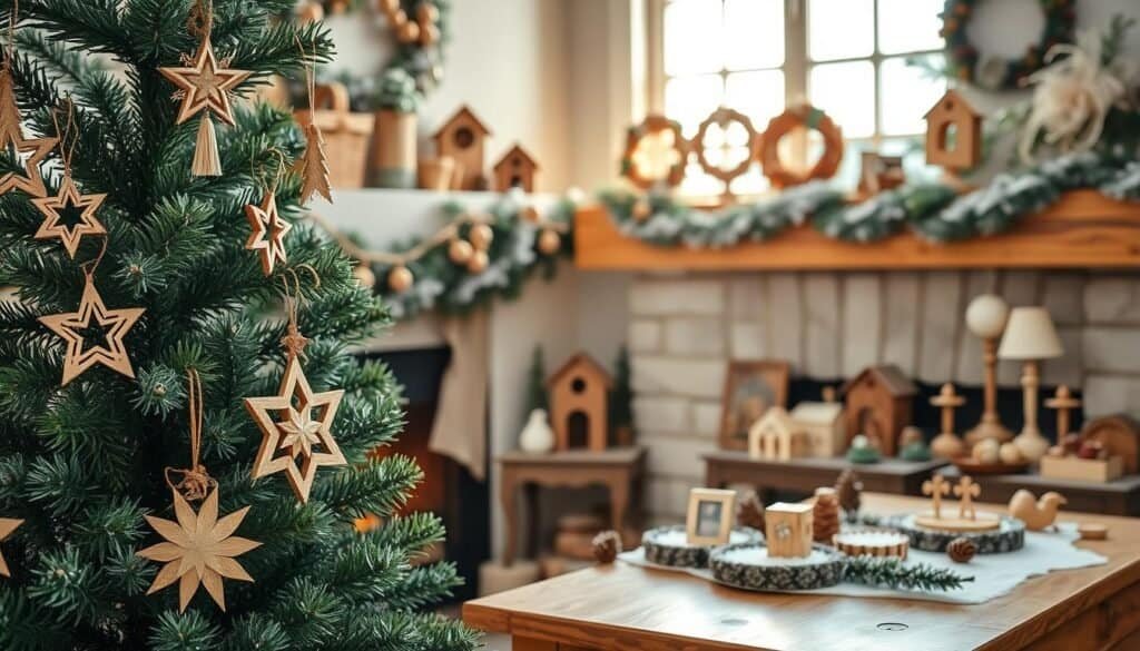 holiday crafts made from small wood pieces