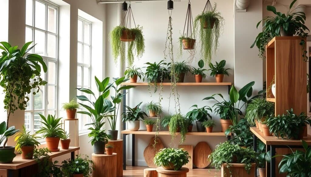 indoor plant decor with wood accents indoor plant decor with wood accents