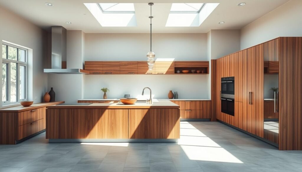 modern kitchen with built-in wood features modern kitchen with built-in wood features