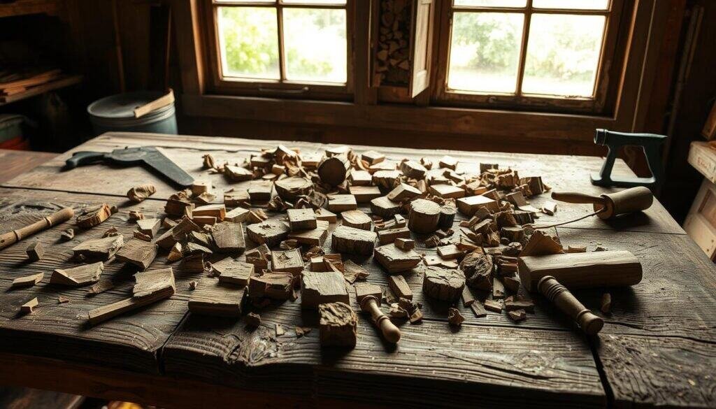 preparing scrap wood