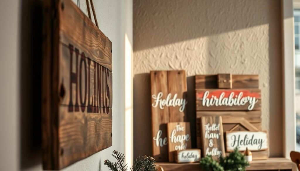 reclaimed wood holiday signs
