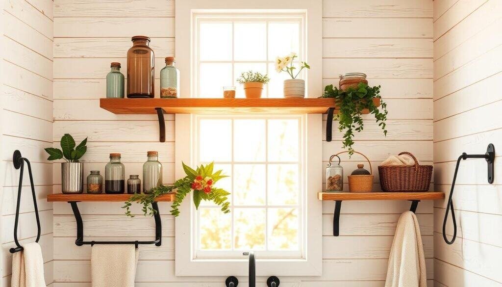 rustic bathroom shelving