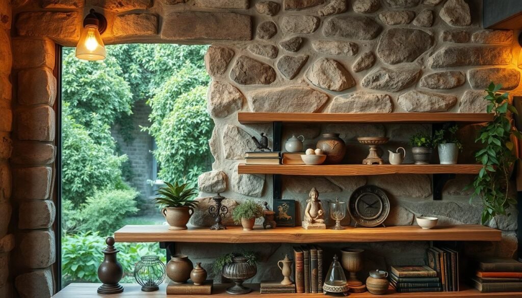 rustic floating shelves