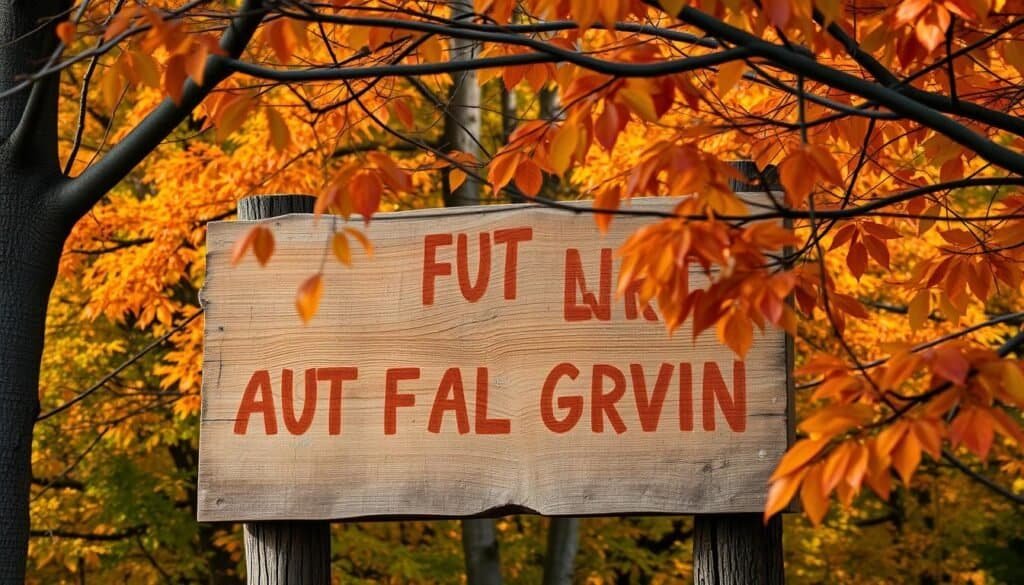 rustic wooden sign with fall foliage rustic wooden sign with fall foliage