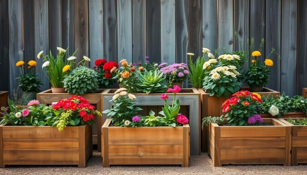 seasonal wood planter displays