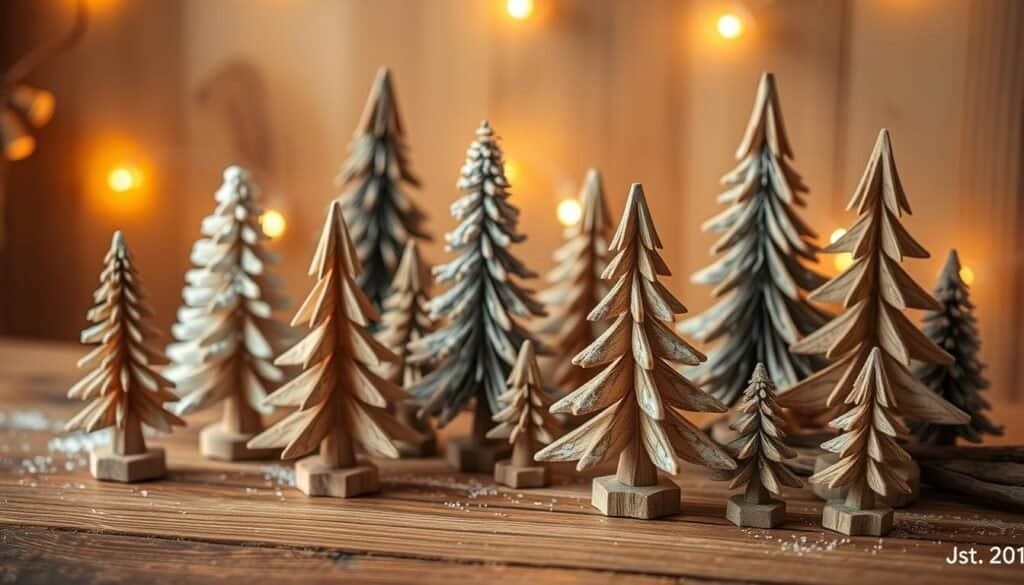 tabletop wooden Christmas trees