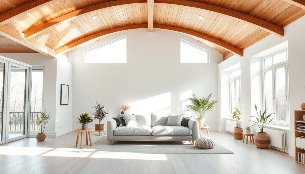 wood beam applications in Scandinavian living room wood beam applications in Scandinavian living room