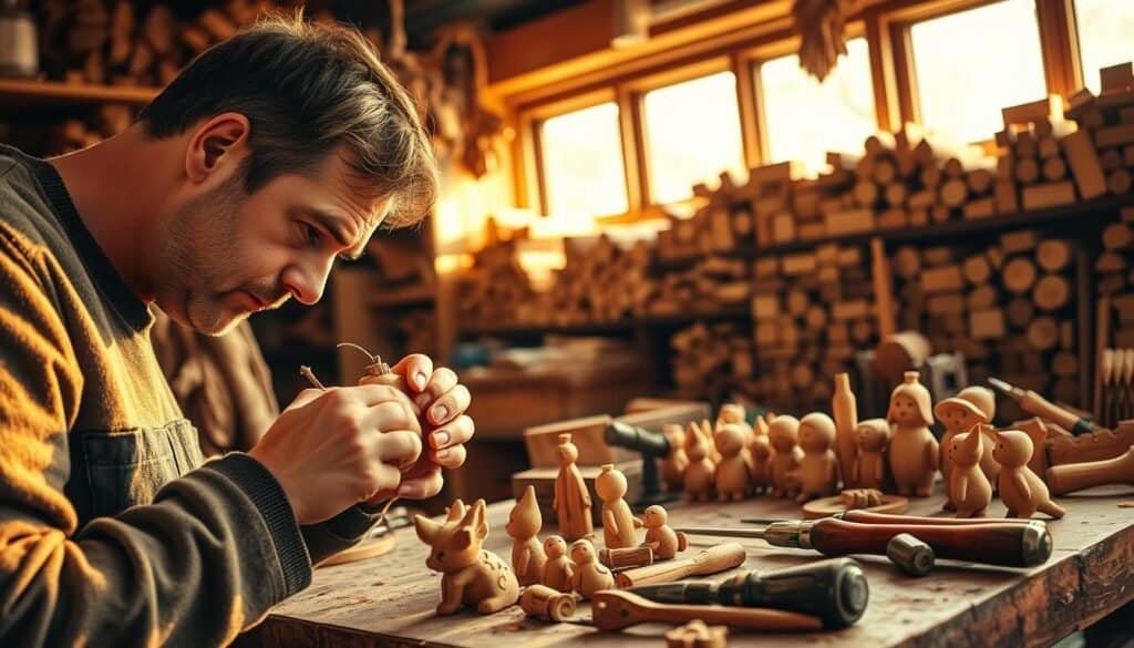 wood crafting during holiday season