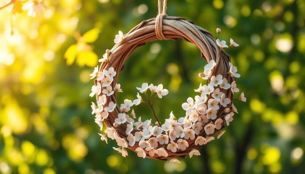 wooden blossom wreath wooden blossom wreath