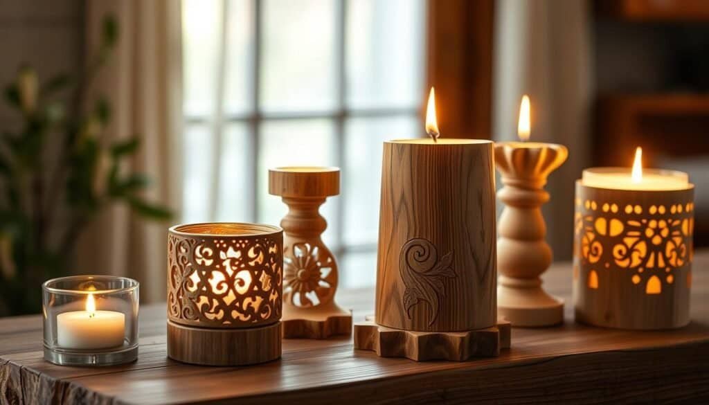 wooden candle holders