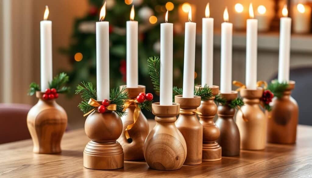 wooden candle holders