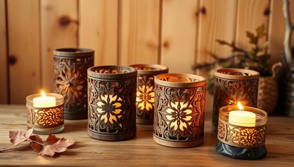 wooden candle holders
