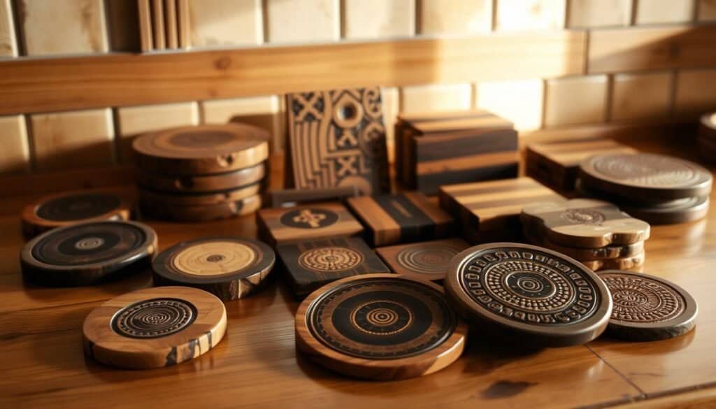 wooden coasters and trivets