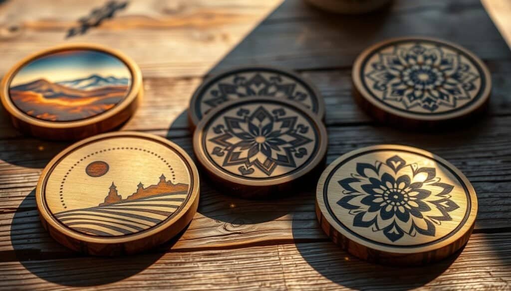 wooden coasters with pyrography designs wooden coasters with pyrography designs