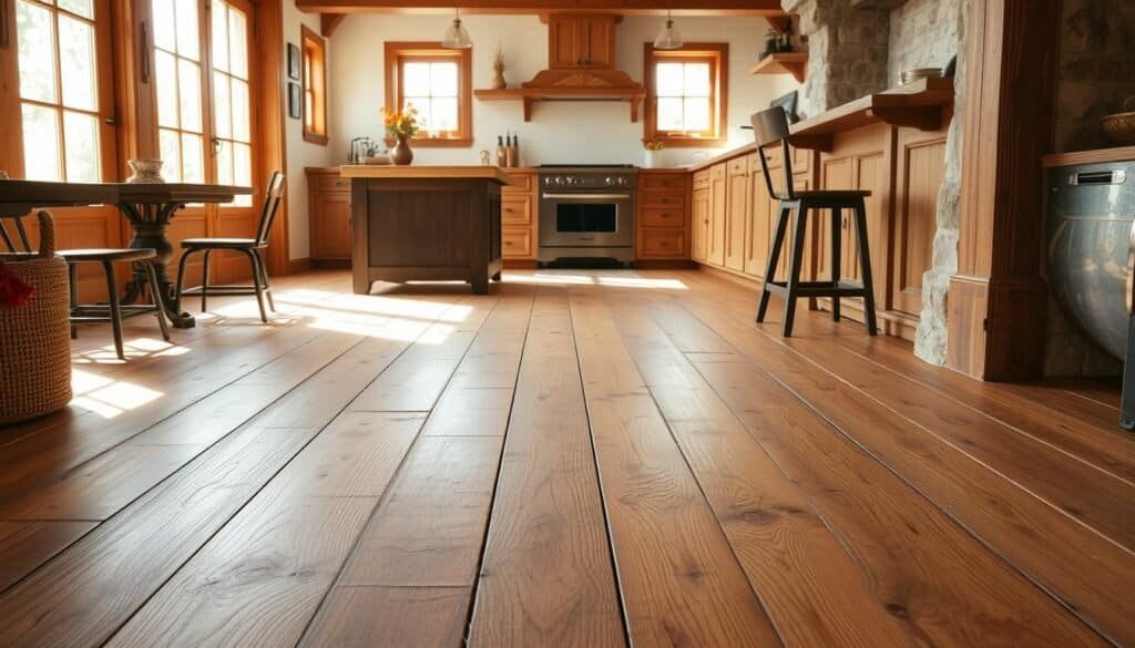 wooden flooring for rustic kitchens
