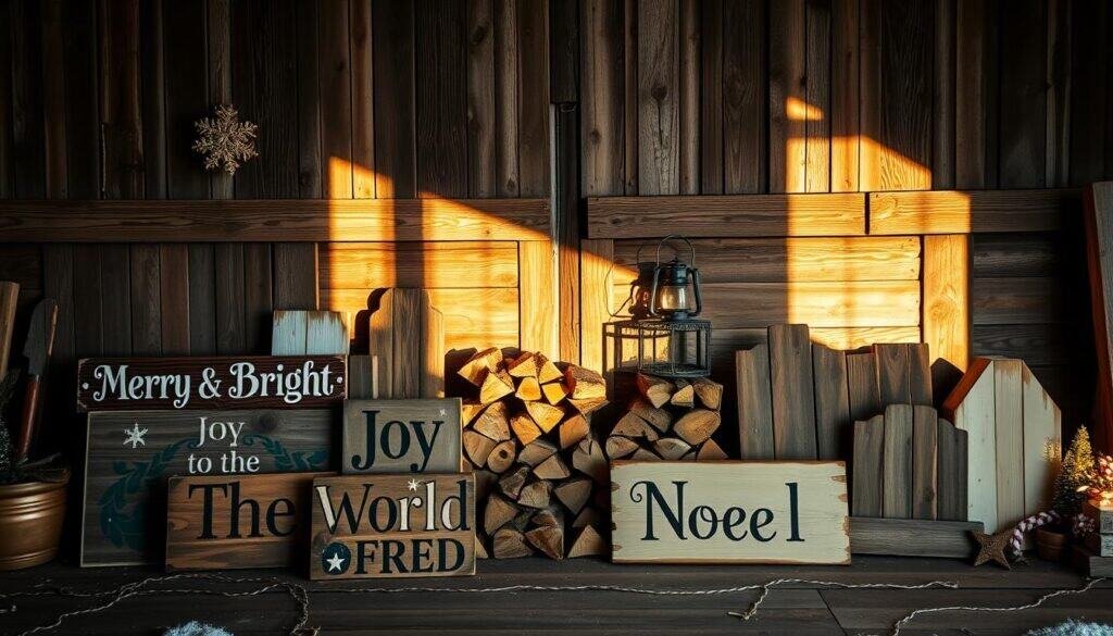 wooden holiday signs