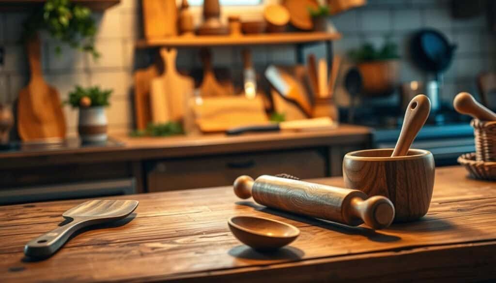 wooden kitchen utensils