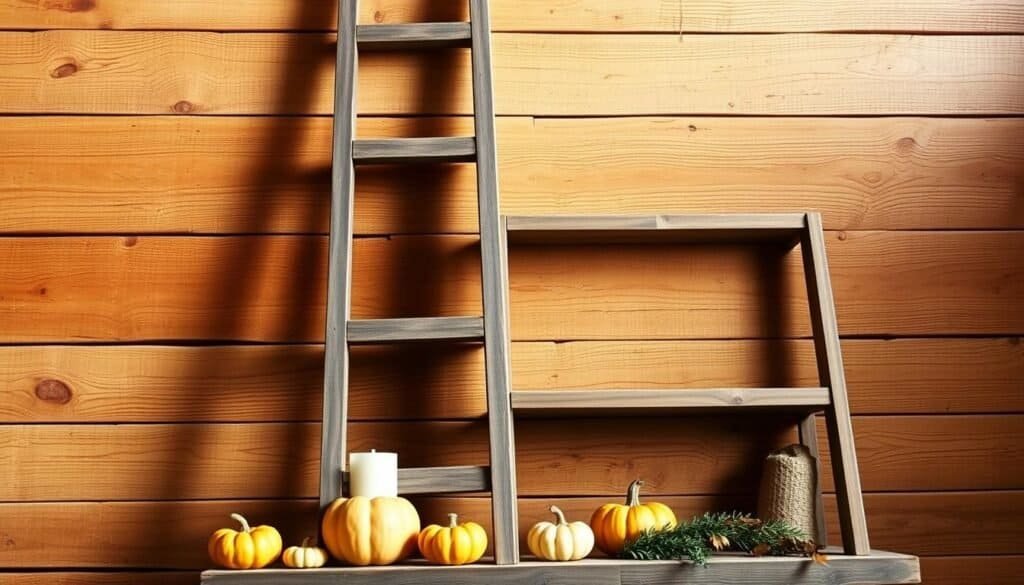 wooden ladder shelves