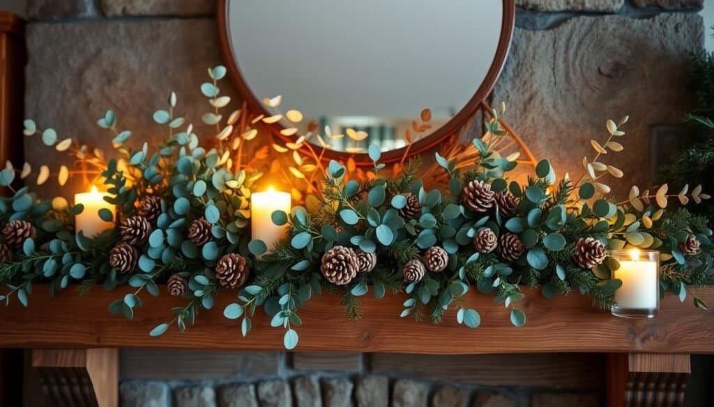 wooden mantel decorations