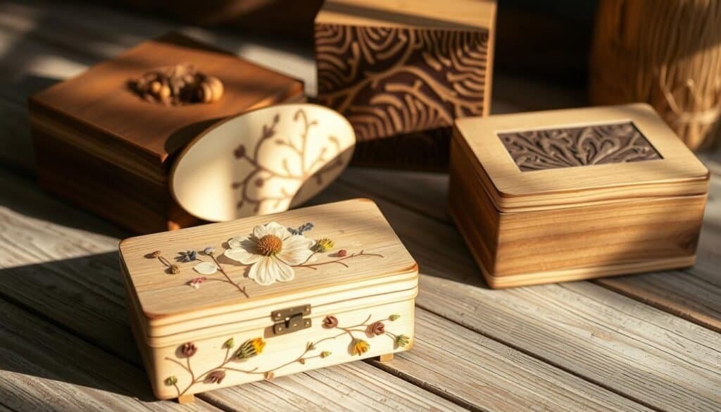 wooden trinket boxes with natural embellishments wooden trinket boxes with natural embellishments