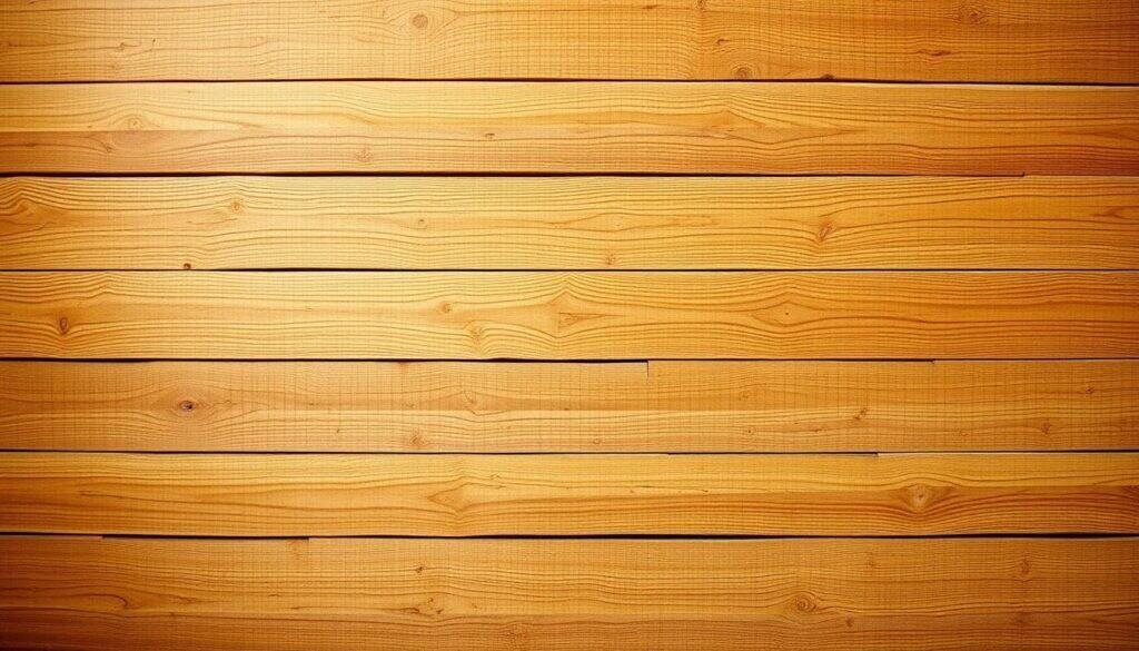 A rustic wood wall, featuring a harmonious display of natural textures and warm tones. Weathered planks in varying shades of honey and amber, arranged in a visually captivating pattern, create a welcoming, earthy ambiance. Soft, diffused lighting gently illuminates the grain and subtle imperfections, lending an authentic, handcrafted feel. The composition is balanced, with a clean, minimalist layout that allows the beauty of the wood to take center stage. Captured with a wide-angle lens to showcase the full breadth of the wall treatment, this image evokes a sense of serene, natural elegance, perfectly suited for the "Wall Treatments and Architectural Elements" section of the article.