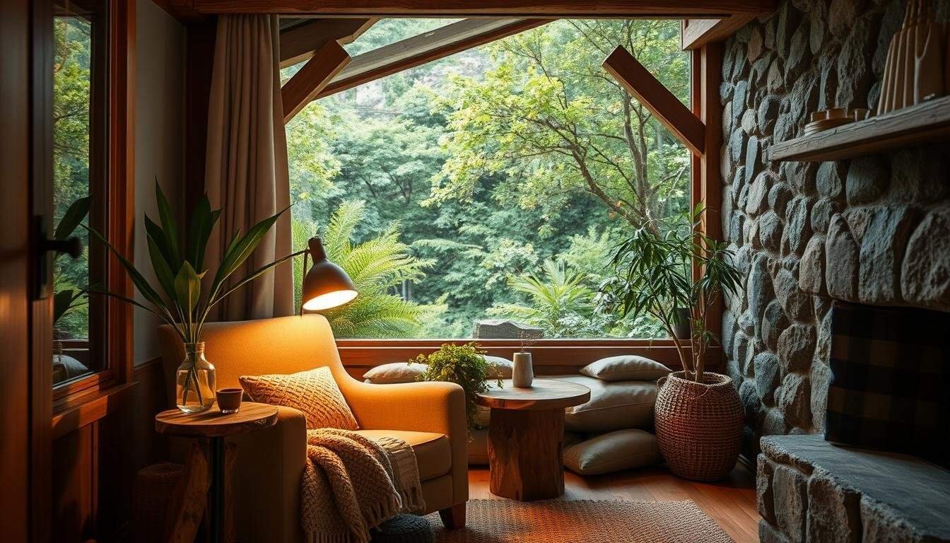 Feeling Low on Energy? Try Mixing Nature and Wood in One Cozy Corner