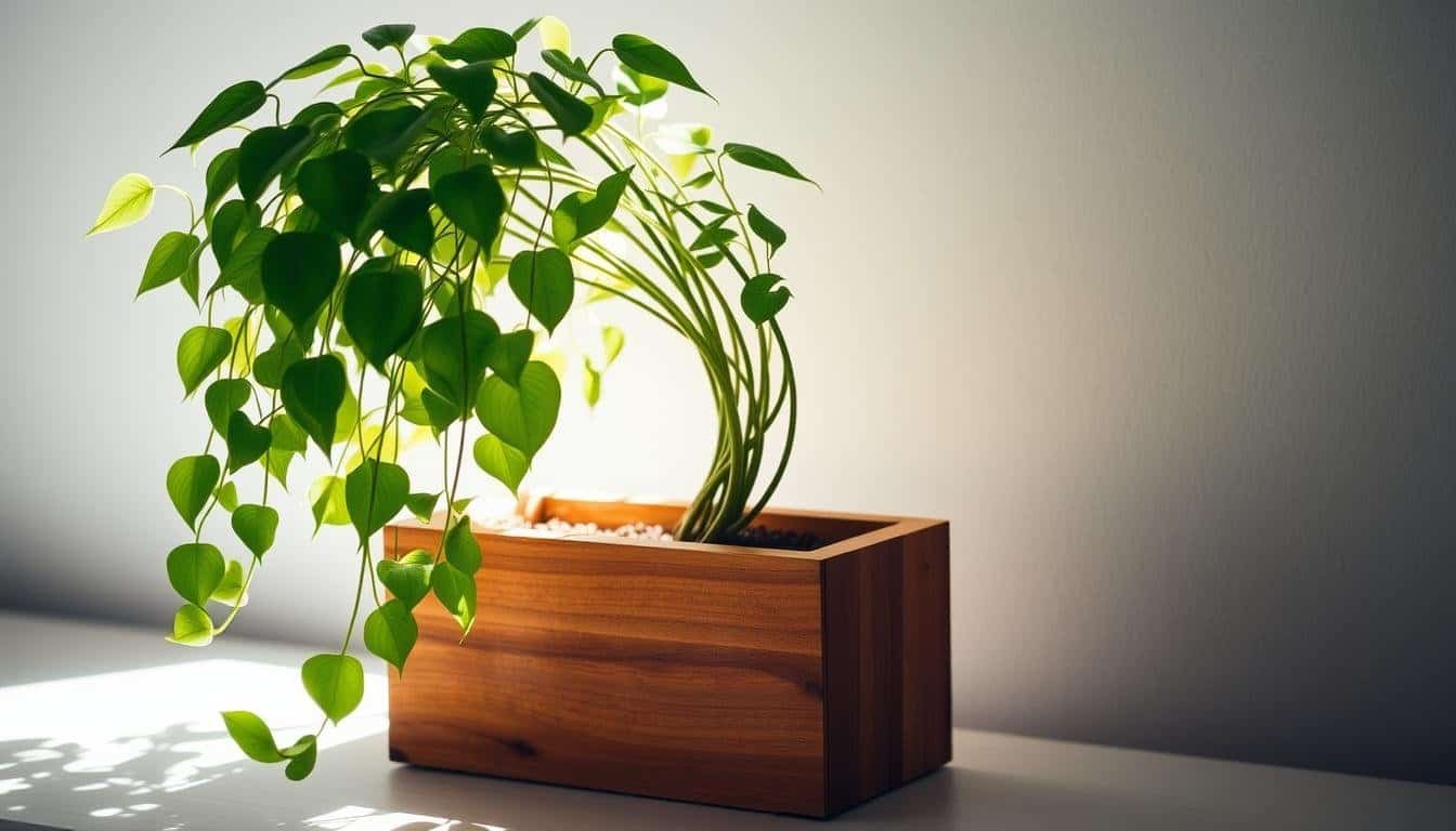 Home Feeling a Little Stale? Try Adding a Plant With a Wooden Base