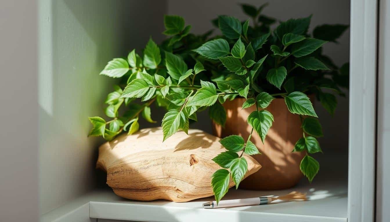 Need a Gentle Lift Today? Add a Subtle Wood Accent Beside Your Favorite Plant