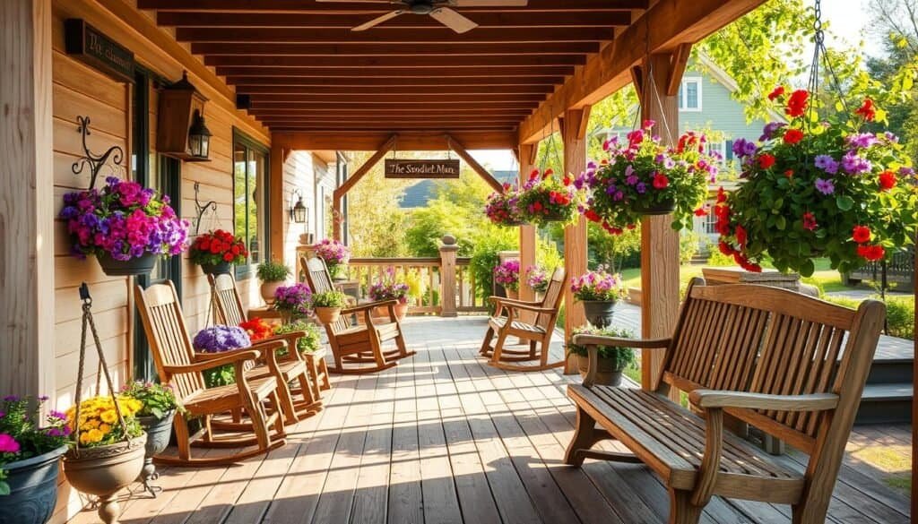 Summer Porch Décor with Rustic Wood Accents