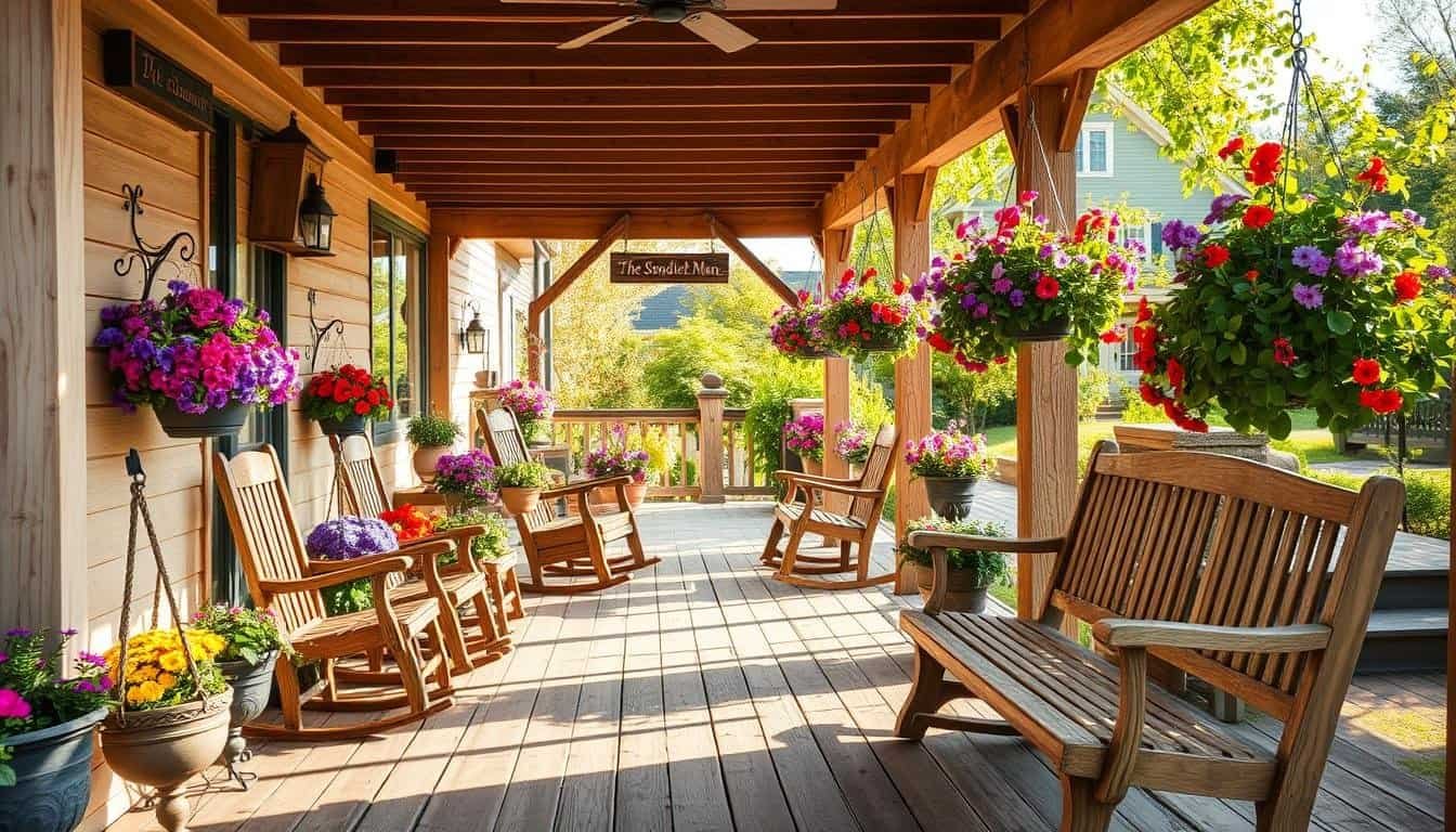 Summer Porch Décor with Rustic Wood Accents