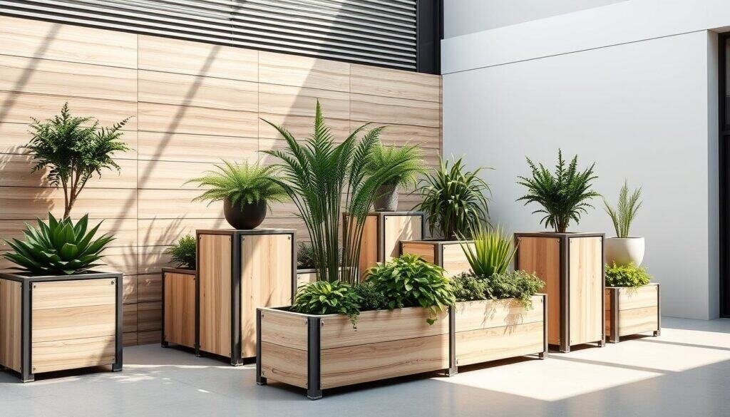 modern wooden planters