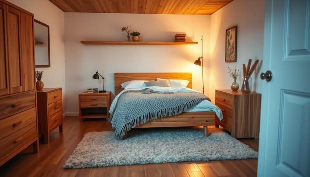 wood accents for small bedrooms
